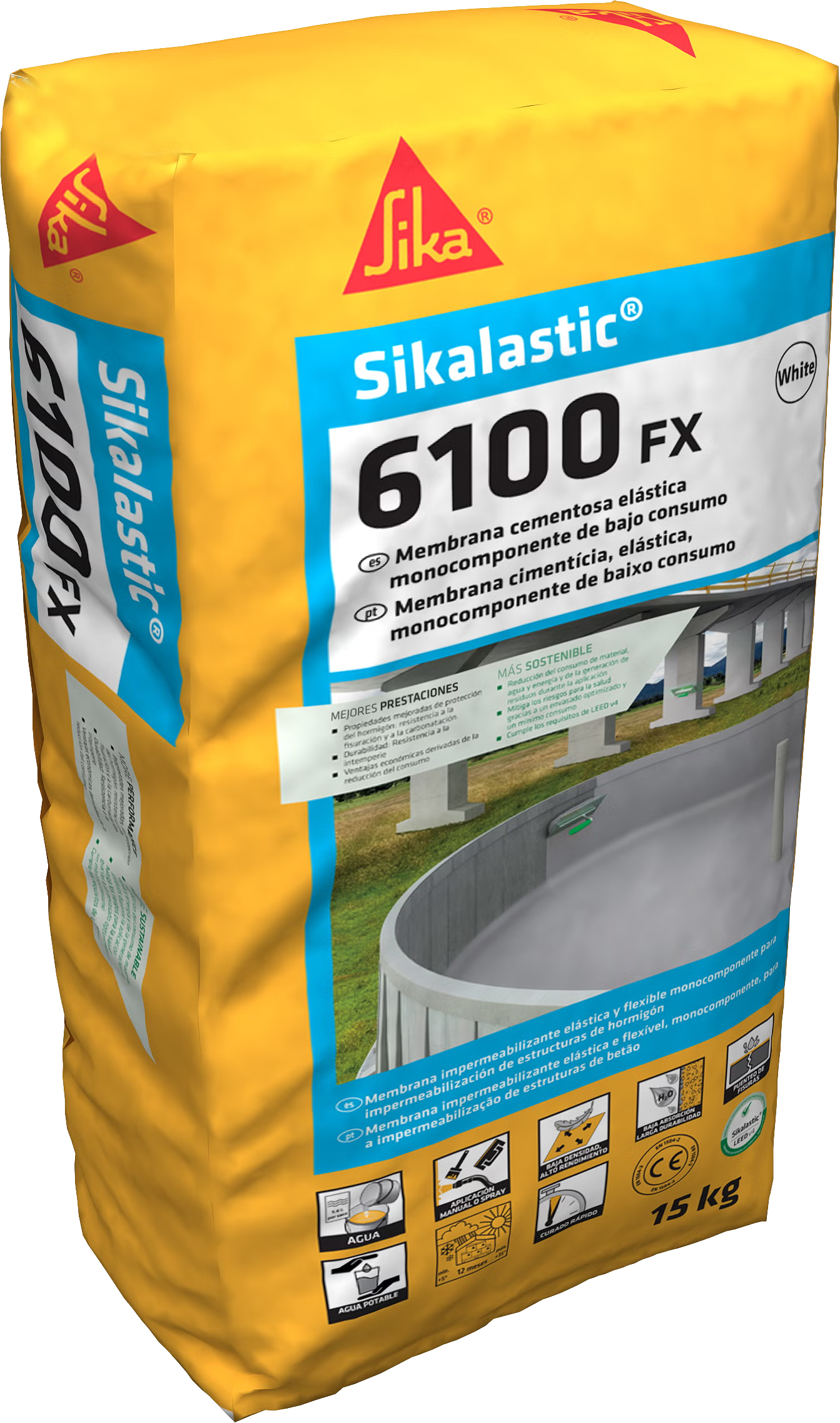 Sika Sikalastic-6100 FX mortero impermeabilizante flexible en saco de 15 kg